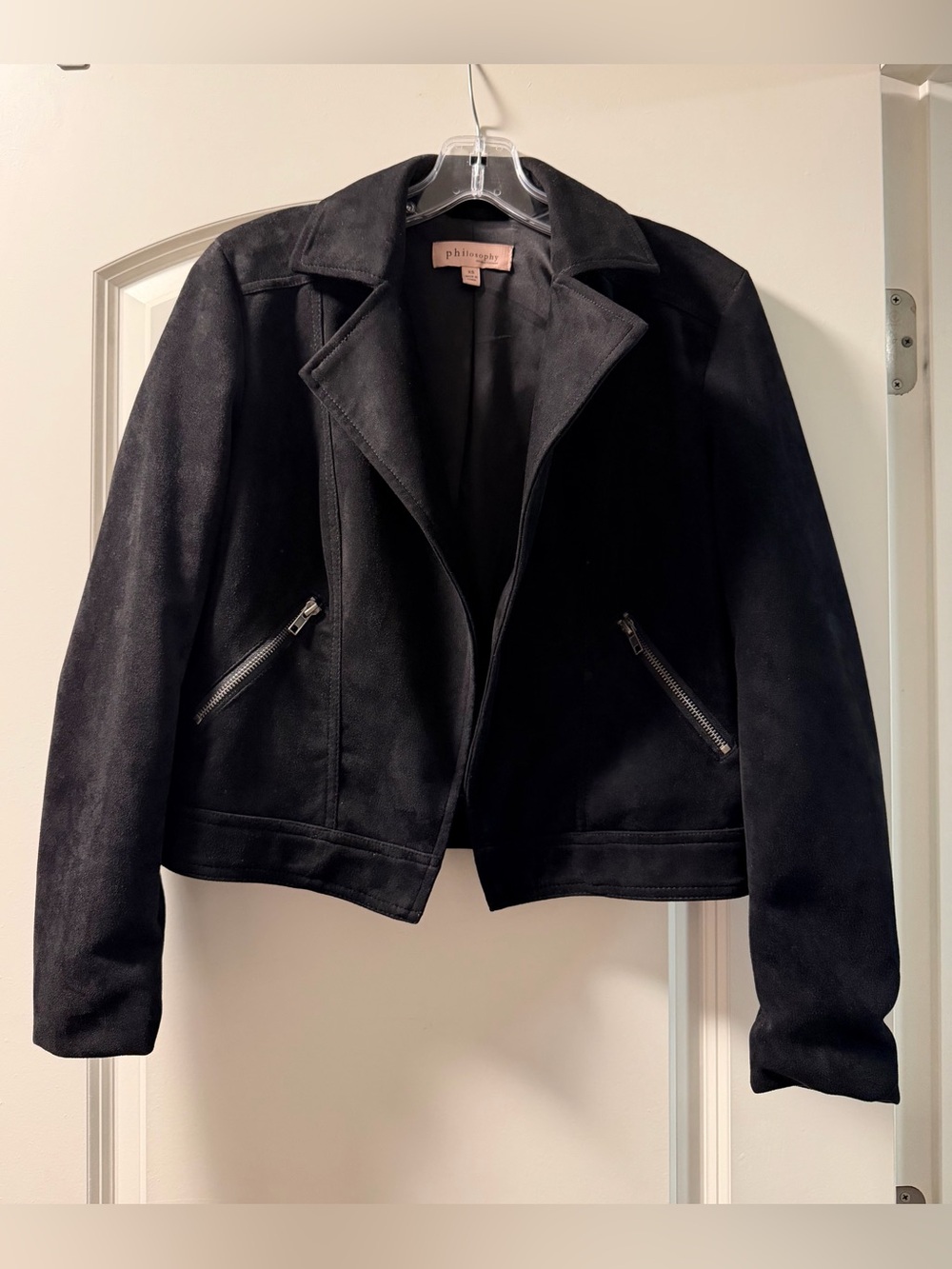 Philosophy Black Faux Suede Moto Jacket | Women’s XS